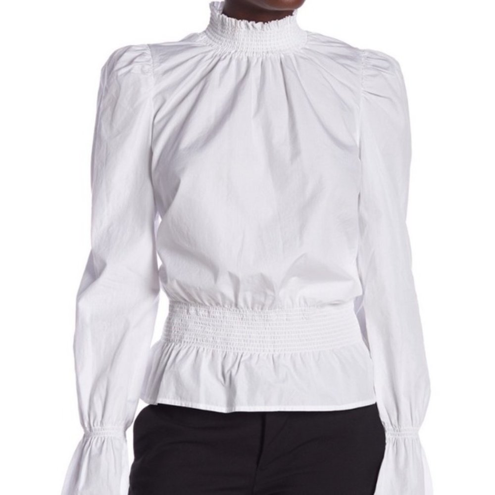 (Frame) Smocked Poplin Blouse